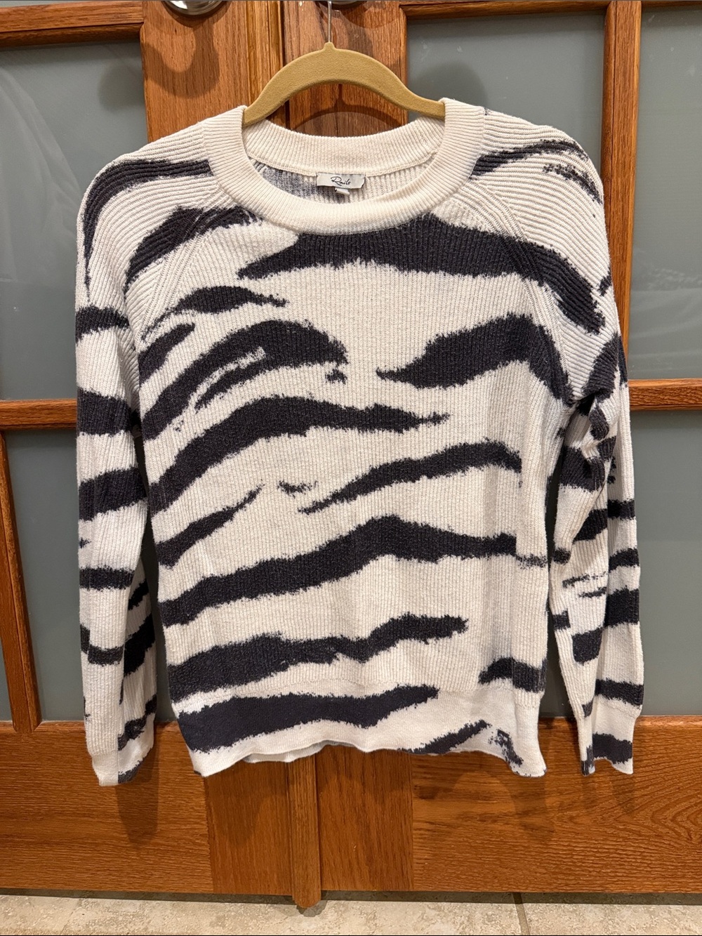 Rails Black and White Zebra-Stripe Crewneck Sweater